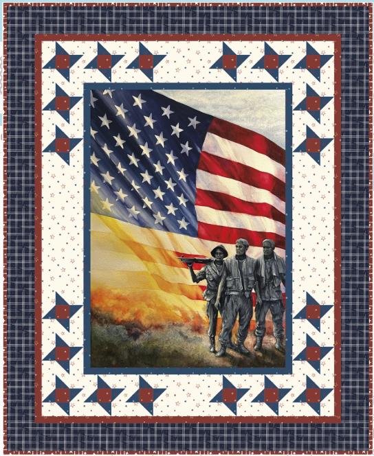 Stars and Honor Panel Frame Quilt Pattern, Needle in a Hayes Stack NH2507, 30" Fabric Panel Friendly Throw Quilt Pattern