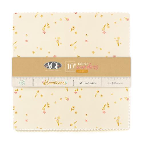 Bloomcore 10" Squares, Art Gallery Fabrics 10WBLC, 10" Precut Yellow Pink Blue Floral Fabric Squares, AGF Studios