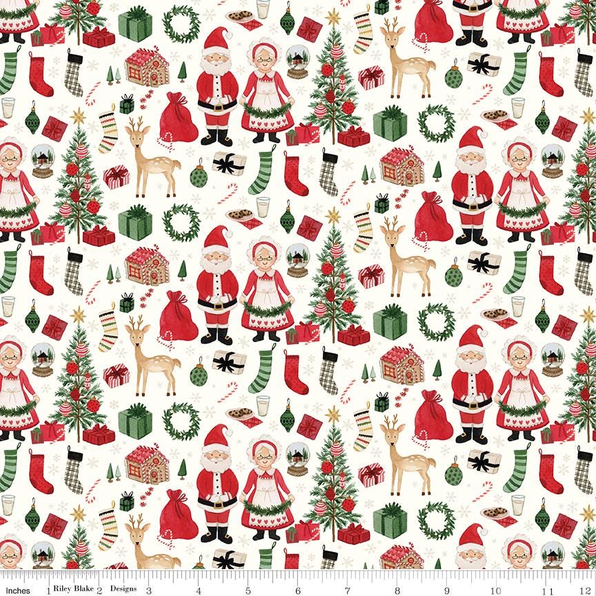 Charming Christmas 5" Stacker, Riley Blake 5-16350-42, 5" Precut Christmas Xmas Floral Fabric Squares Stacker, Kelsey Carlson