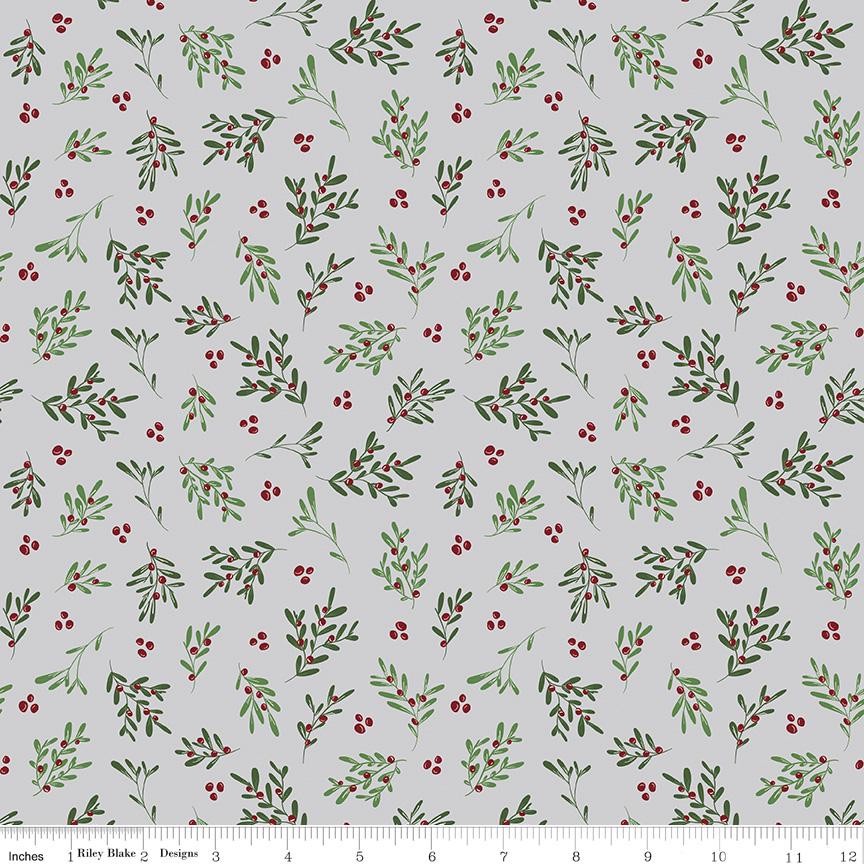 Mistletoe and Holly 10" Stacker, Riley Blake 10-16400-42, 10" Precut Christmas Xmas Floral Fabric Squares, Beverly McCullough