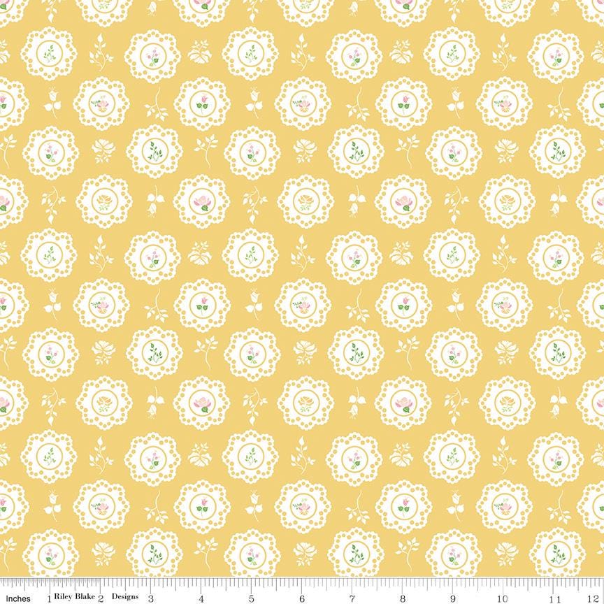 Summer Skies and Fireflies 5" Stacker, Riley Blake 5-16370-42, 5" Precut Pink Green Blue Yellow Floral Charm Fabric Squares, Gracey Larson