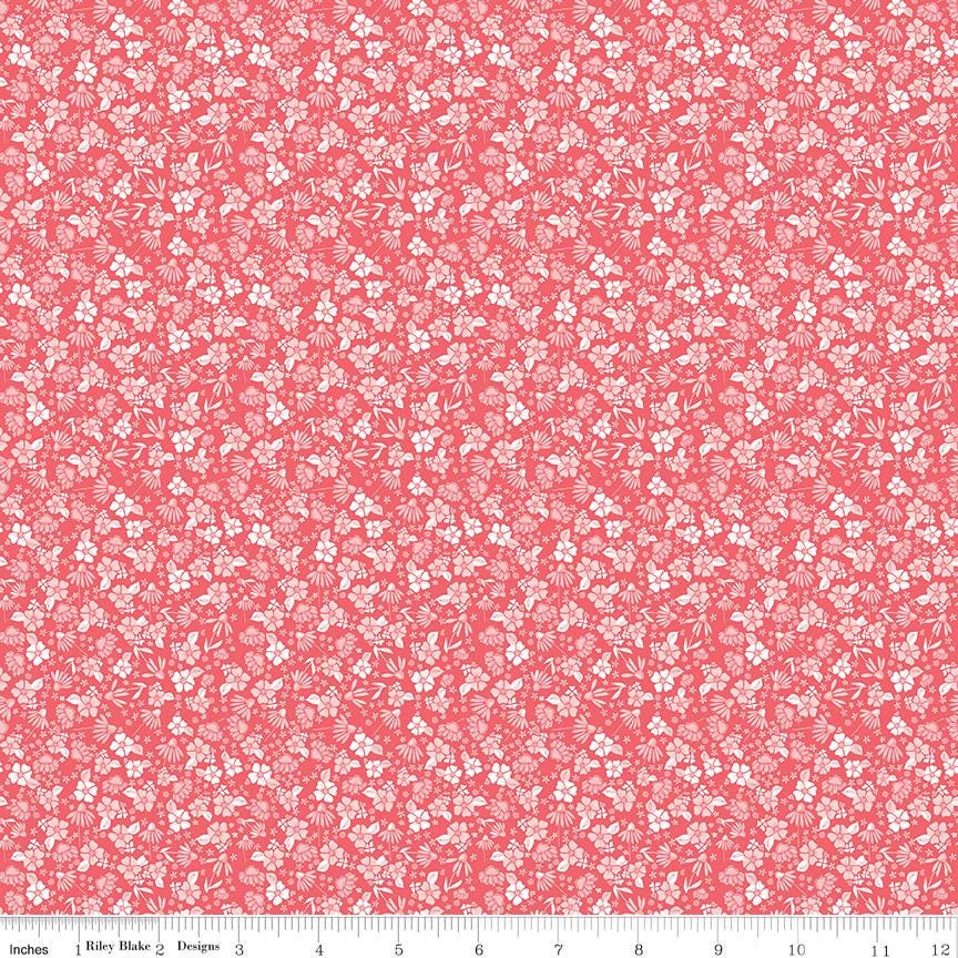 Summer Skies and Fireflies 5" Stacker, Riley Blake 5-16370-42, 5" Precut Pink Green Blue Yellow Floral Charm Fabric Squares, Gracey Larson