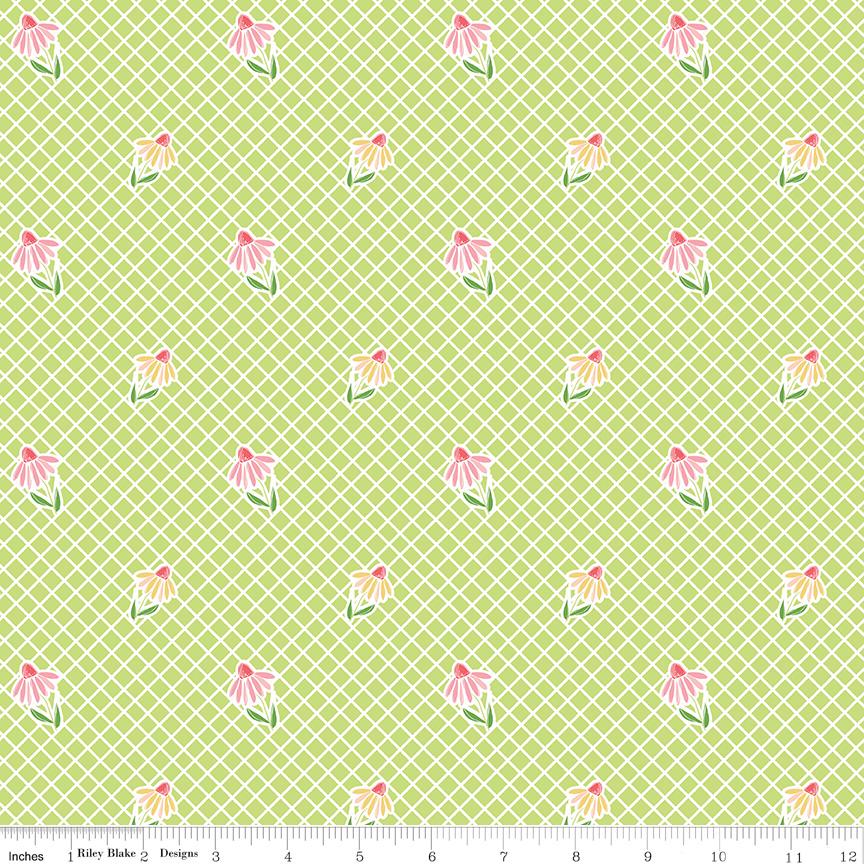 Summer Skies and Fireflies 5" Stacker, Riley Blake 5-16370-42, 5" Precut Pink Green Blue Yellow Floral Charm Fabric Squares, Gracey Larson