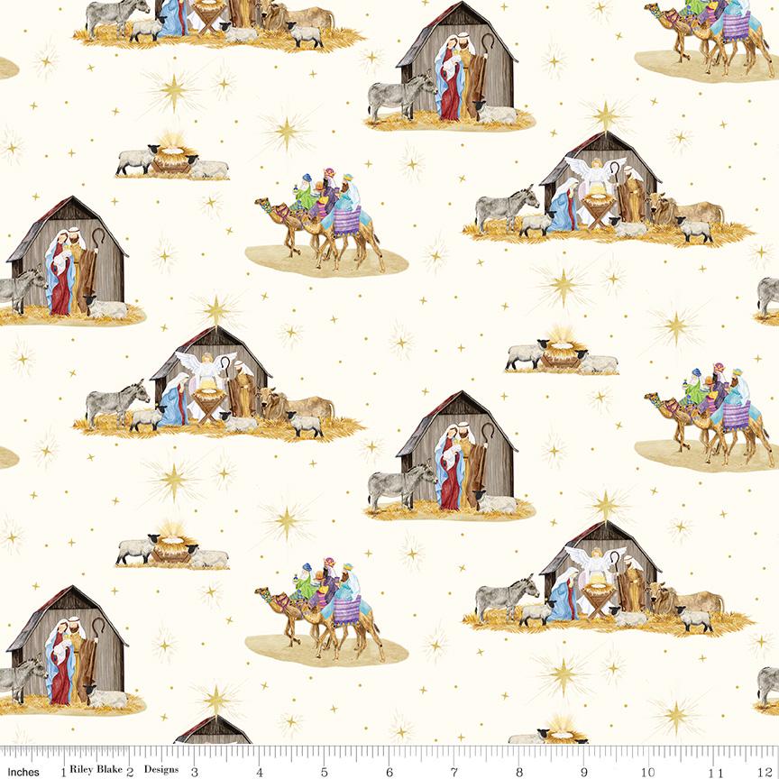 Come Let Us Adore Him 5" Stacker, Riley Blake 5-16310-42, 5" Precut Christmas Xmas Nativity Fabric Squares, Tara Reed, Riley Blake