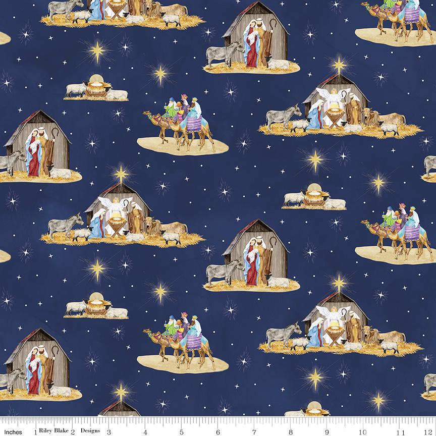 Come Let Us Adore Him 5" Stacker, Riley Blake 5-16310-42, 5" Precut Christmas Xmas Nativity Fabric Squares, Tara Reed, Riley Blake
