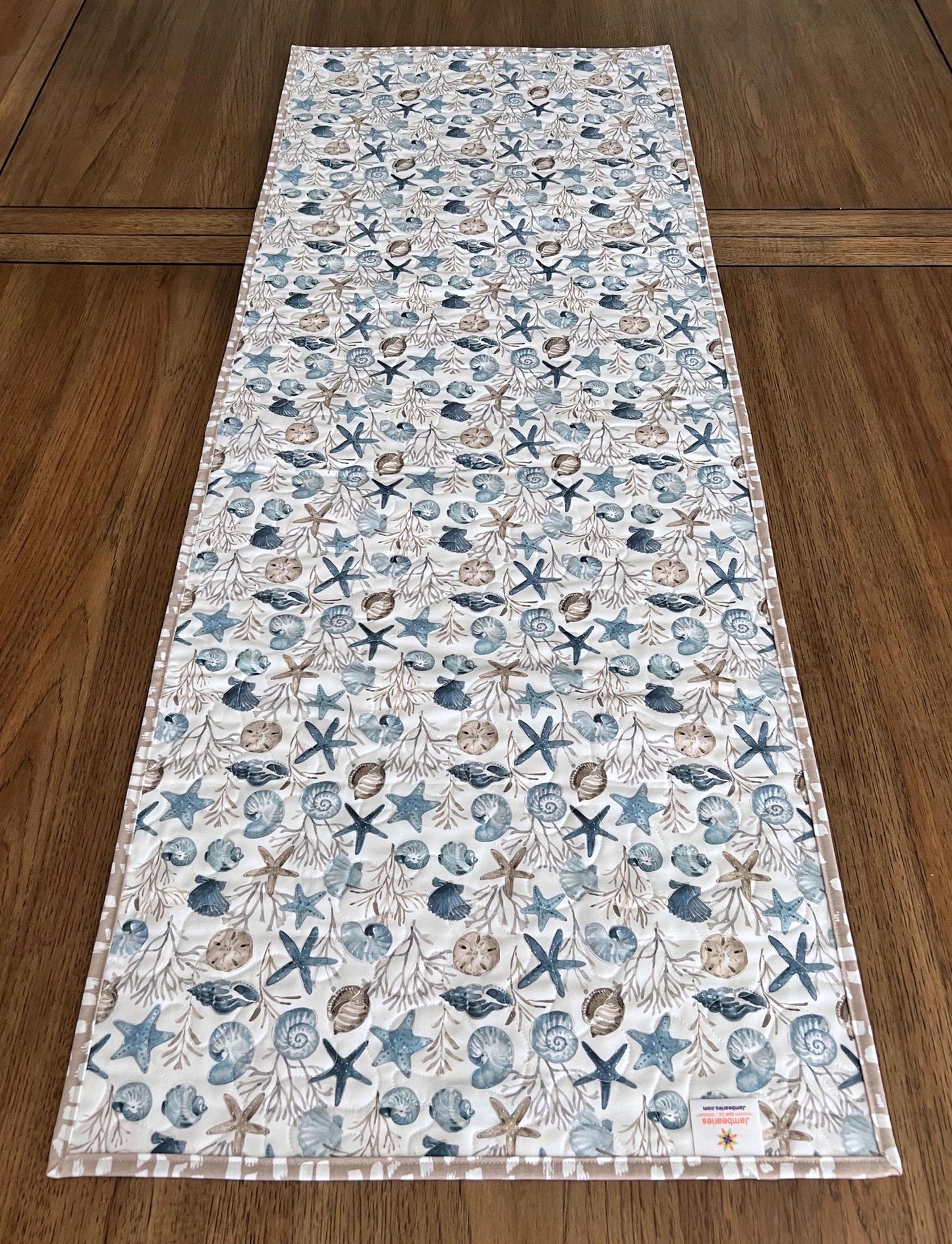 Coastal Stars Quilted Table Runner, 18.5" x 48", Riley Blake Blue Escape Coastal Table Topper Quilt