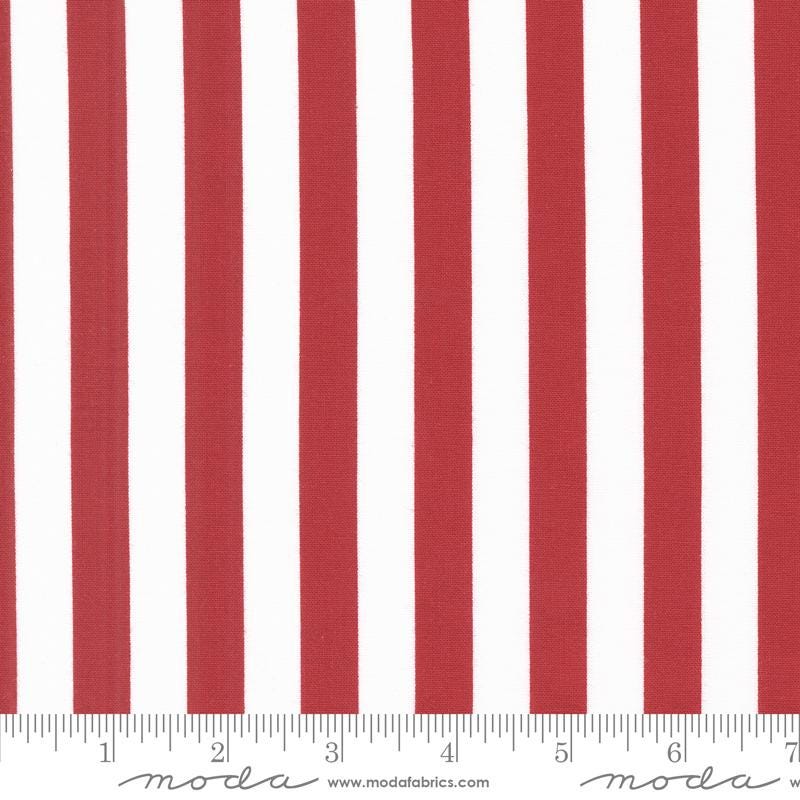 Star Spangled - Red White Striped Fabric, Moda 24172 14 Rocket, Christmas Patriotic Flag Stripe Fabric, April Rosenthal, By the Yard