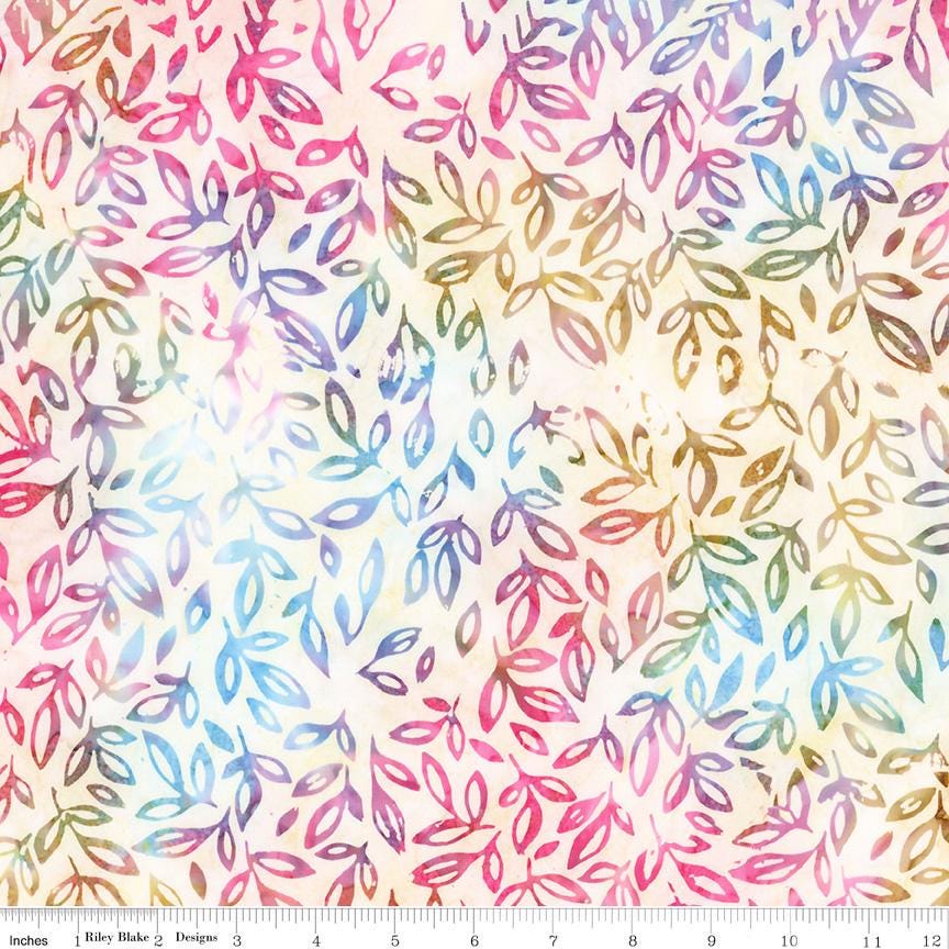 Expressions Batiks - A New Day 5" Stacker, Riley Blake 5-23294-42, 5" Precut Pink Blue Green Yellow Floral Batik Fabric Squares