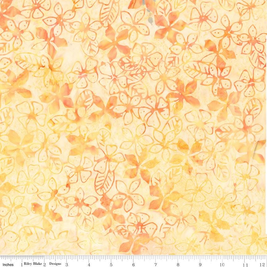 Expressions Batiks - A New Day 5" Stacker, Riley Blake 5-23294-42, 5" Precut Pink Blue Green Yellow Floral Batik Fabric Squares