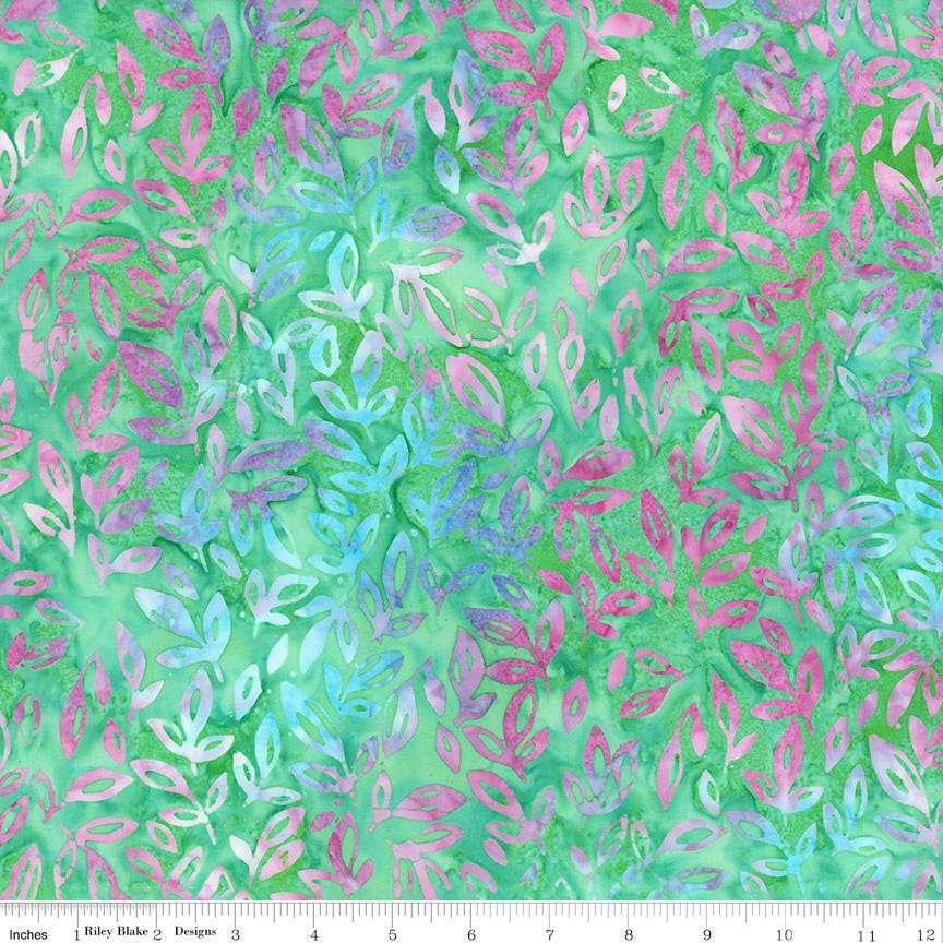 Expressions Batiks - A New Day 5" Stacker, Riley Blake 5-23294-42, 5" Precut Pink Blue Green Yellow Floral Batik Fabric Squares