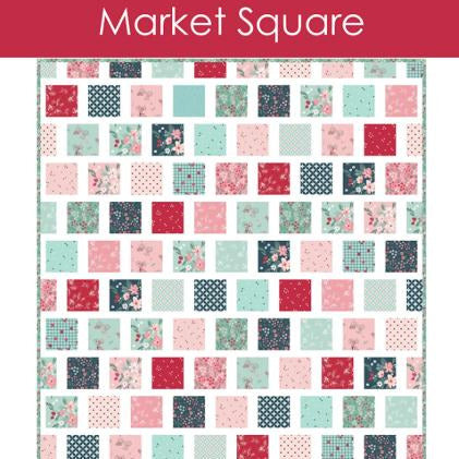 Market Square Quilt Pattern, Busy Hands Quilts BUS1031, Layer Cake Charm Pack Fat Quarter Scrap Friendly Baby to King Bed Quilt Pattern