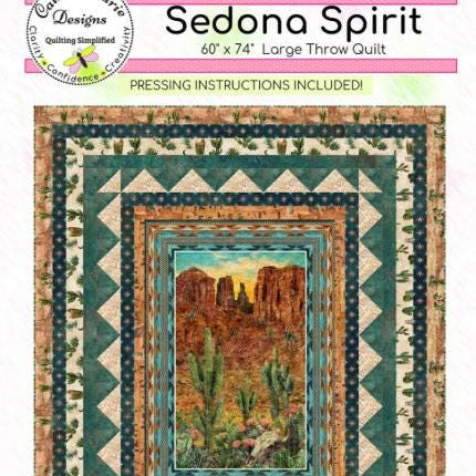 Sedona Spirit Panel Frame Quilt Pattern, Cathey Marie Designs CMD317 PTN3502, Fabric Panel Friendly Simple Panel Frame Pattern