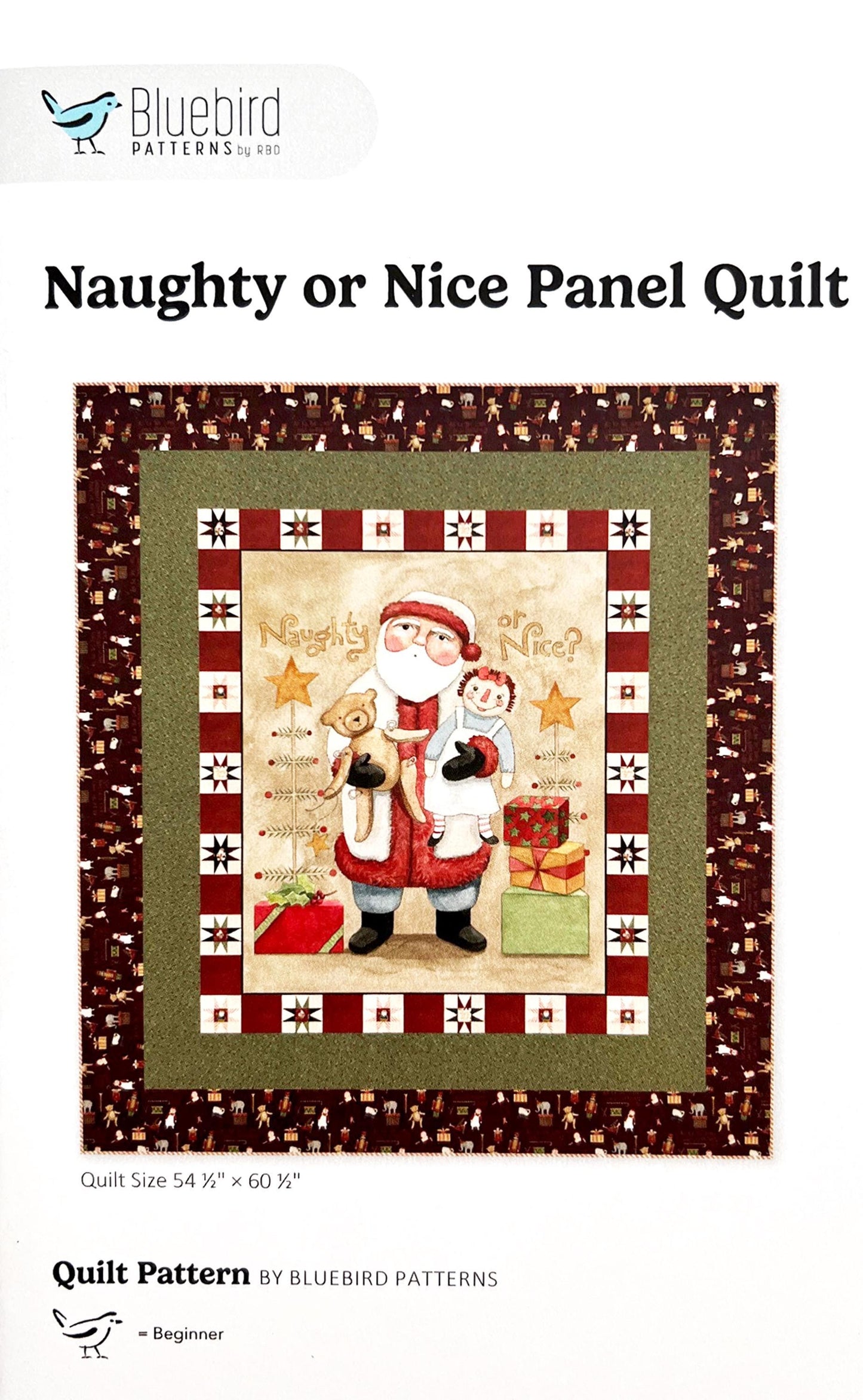 Naughty or Nice Quilt KIT, Riley Blake KT-16260, Christmas Xmas Old World Santa Lap Throw Quilt Kit, Teresa Kogut