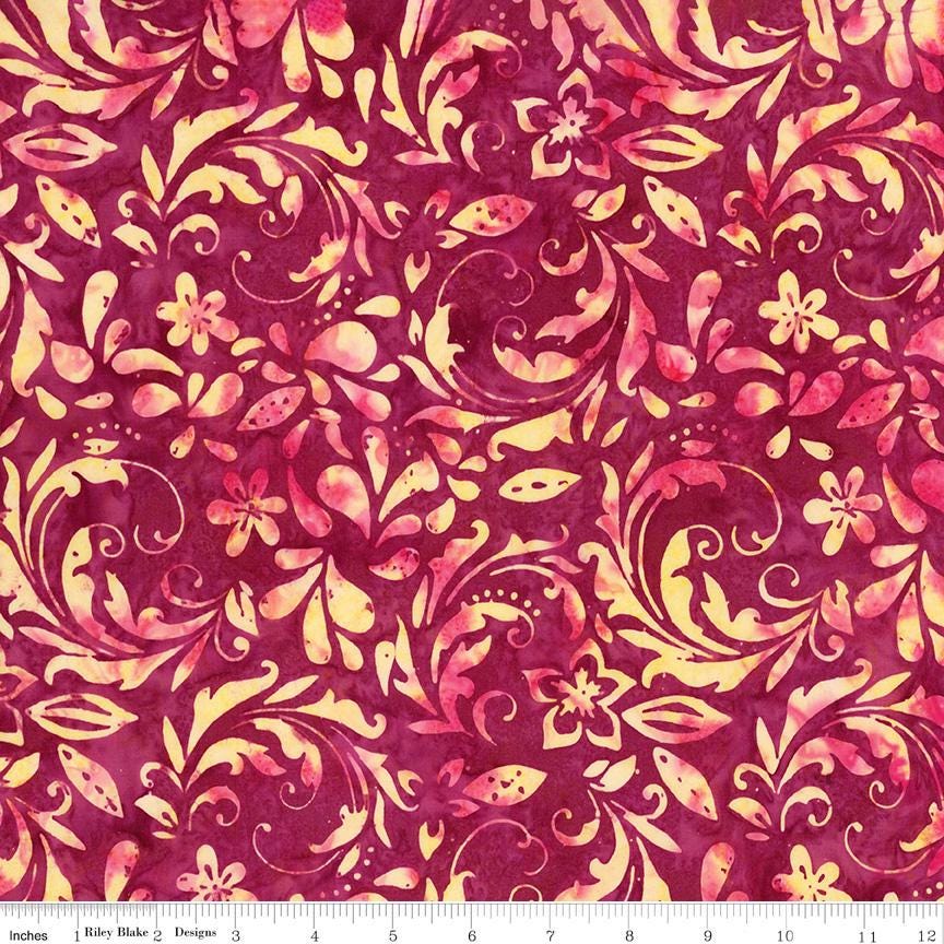 Expressions Batiks - A New Day Rolie Polie, Riley Blake RP-23294-40, 2.5" Precut Pink Green Blue Purple Floral Batik Fabric Strips