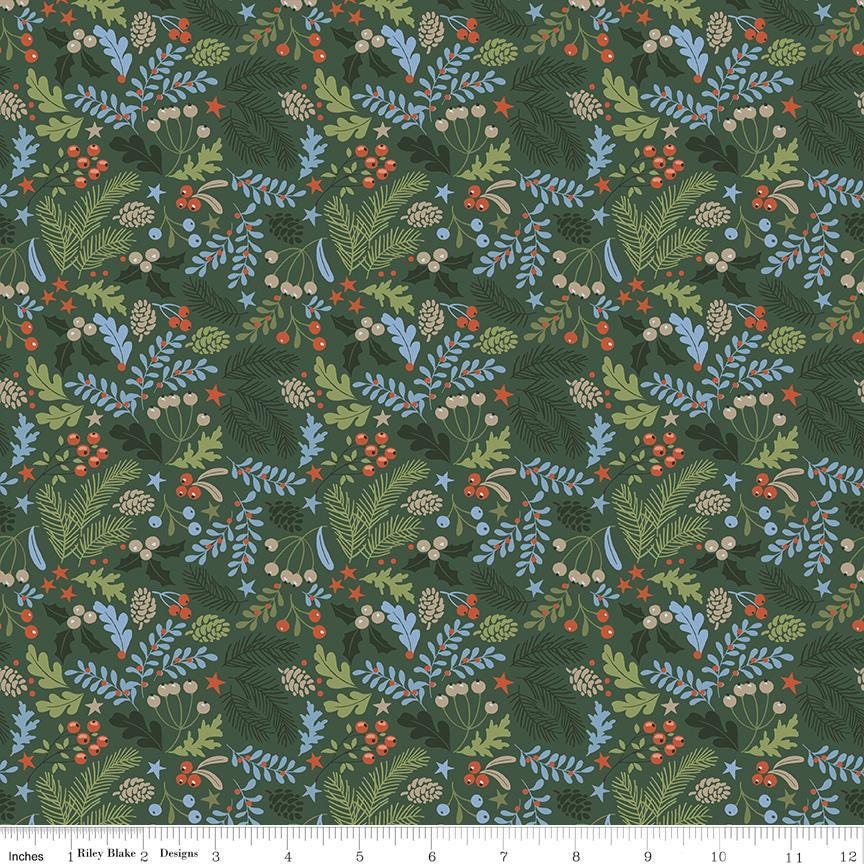 Santa's Tree Farm 15 Fat Quarter Bundle, Riley Blake FQ-16450-15, 18 x 22 Fabric Cut, Christmas Xmas Santa Trees Winter Fabric, Lisa Audit