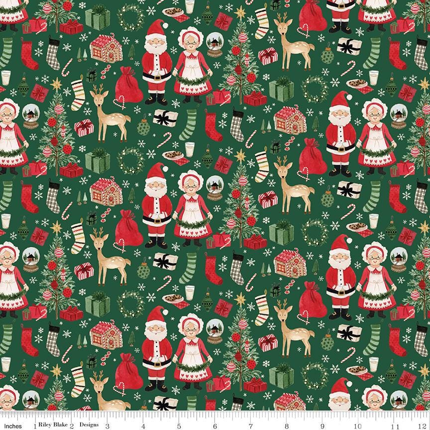 Charming Christmas 10" Stacker, Riley Blake 10-16350-42, 10" Precut Christmas Xmas Floral Fabric Squares Stacker, Kelsey Carlson