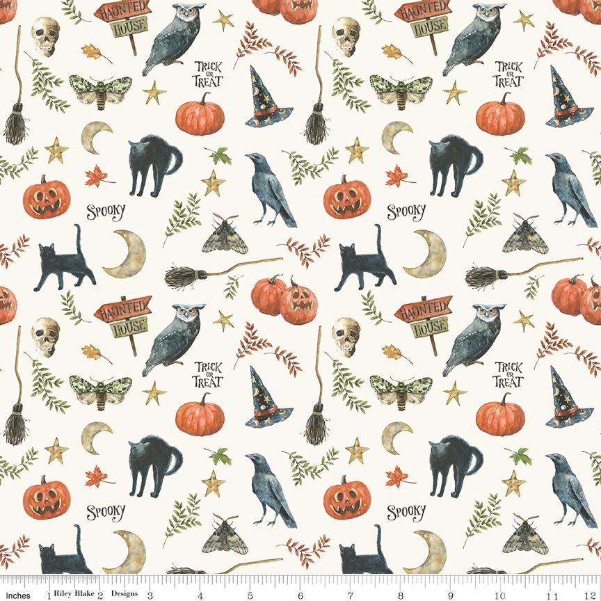 Trick or Treat 2.5" Rolie Polie, Riley Blake RP-15960-40, 2.5" Precut Black Orange Blue Purple Halloween Fabric Strip Roll, Lisa Audit