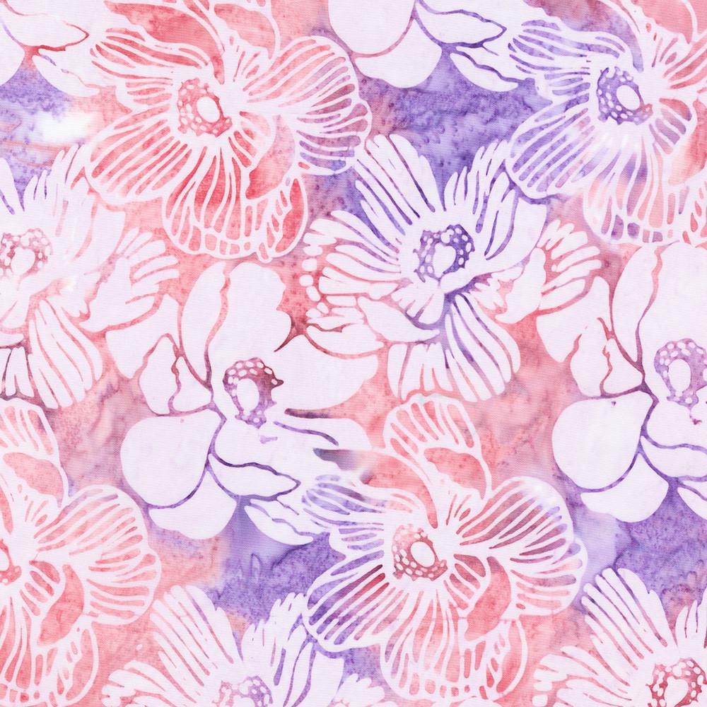 Artisan Batiks Serene Bouquet 5" Charm Squares, Robert Kaufman CHS-1294-42, 5" Precut Pink Purple Floral Batik Charm Pack Fabric Squares