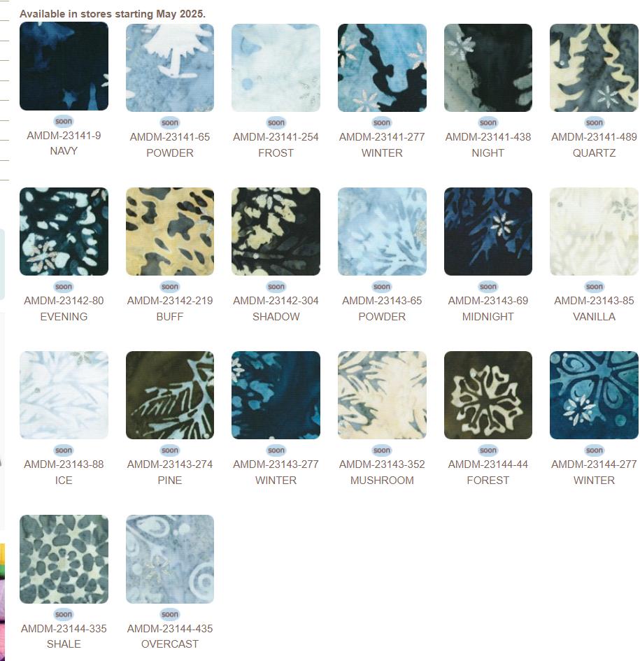 Artisan Batiks Winter Pines Charm Squares, Robert Kaufman CHS-1296-42, Christmas Winter Metallic Batik Fabric Square