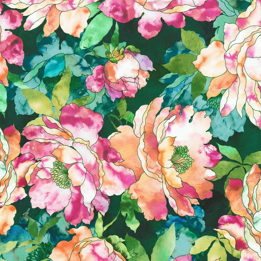 Bella Blossoms Charm Squares, Robert Kaufman CHS-1298-42, 5" Precut Pink Blue Modern Floral Charm Pack Fabric Squares
