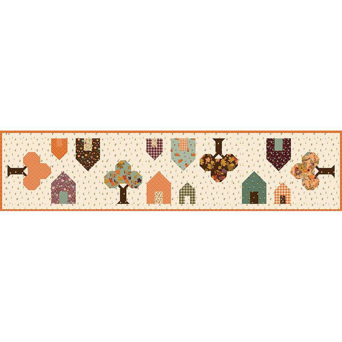 Shades of Autumn Runner Quilt Pattern, Pieces From My Heart PM823, Fat Eighths Yardage Friendly Autumn Fall Table Runner Quilt Pattern