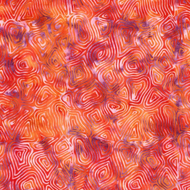 Expressions Batiks - Landscape Floreale 5" Stacker, Riley Blake 5-23216-42, 5" Precut Teal Brown Red Batik Fabric Squares
