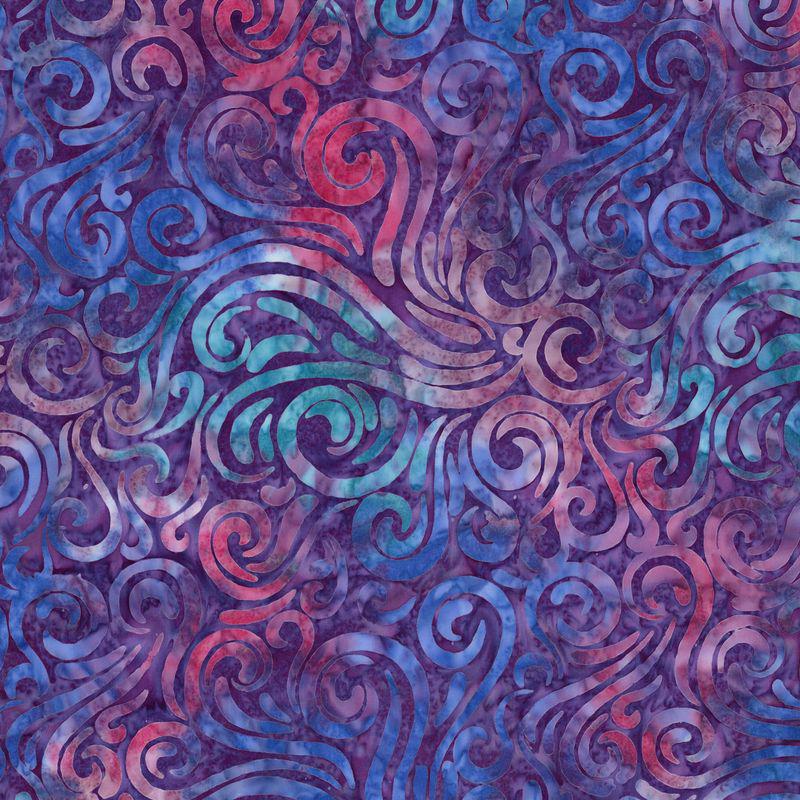 Expressions Batiks - Daisy Dots 5" Stacker, Riley Blake 5-23406-42, 5" Precut Blue Pink Purple Green Floral Batik Fabric Squares