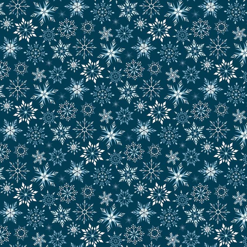 Winter Magic 5" Stacker, Riley Blake 5-16360-42, Precut 5" Blue White Winter Polar Bears Penguins Reindeer Fabric Squares, Dani Mogstad