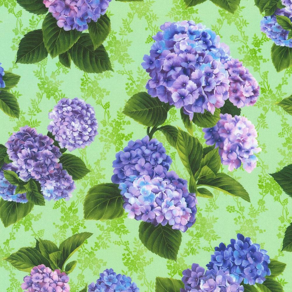Hydrangea Grace 2.5" Roll Up, Robert Kaufman RU-1323-40, 2.5" Precut Blue Green Purple Floral Fabric Strip Roll, Floral Jelly Roll