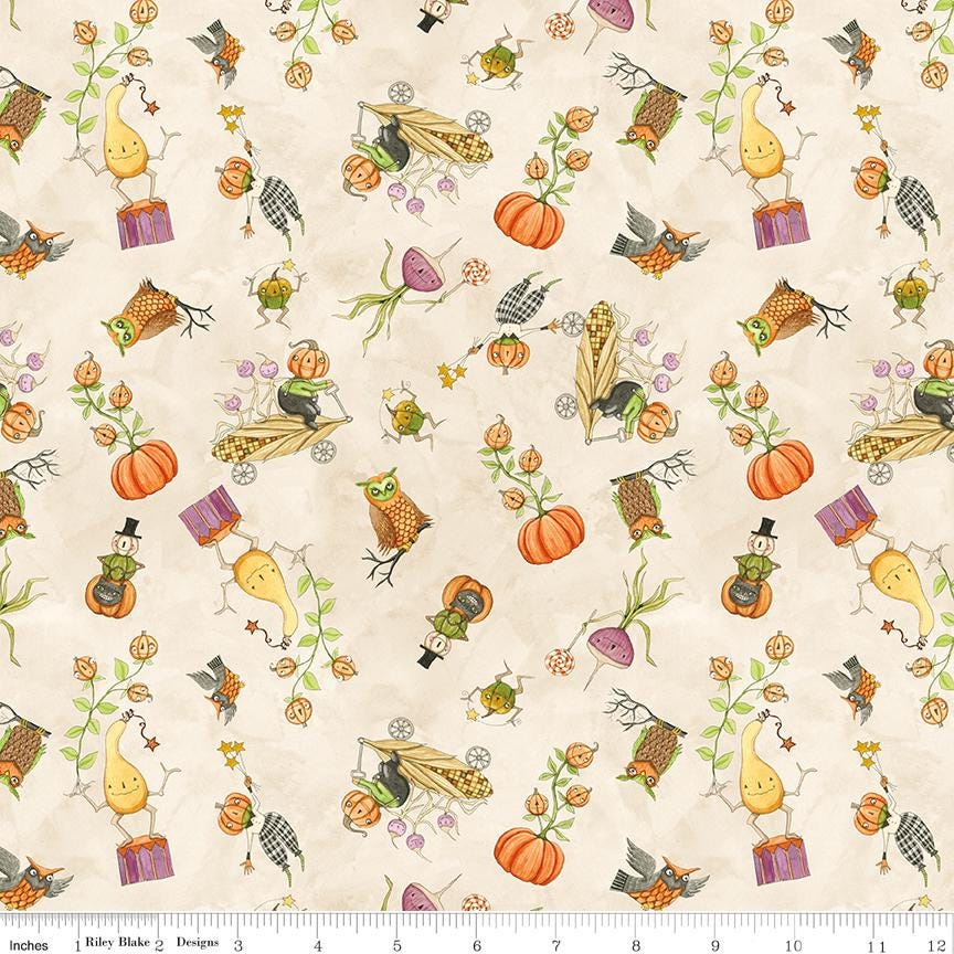 Ghoul Friends 24 Fat Quarter Bundle, Riley Blake FQ-16050-24, 18 x 22 Fabric Cut, Whimsical Witches Halloween Fabric, Teresa Kogut