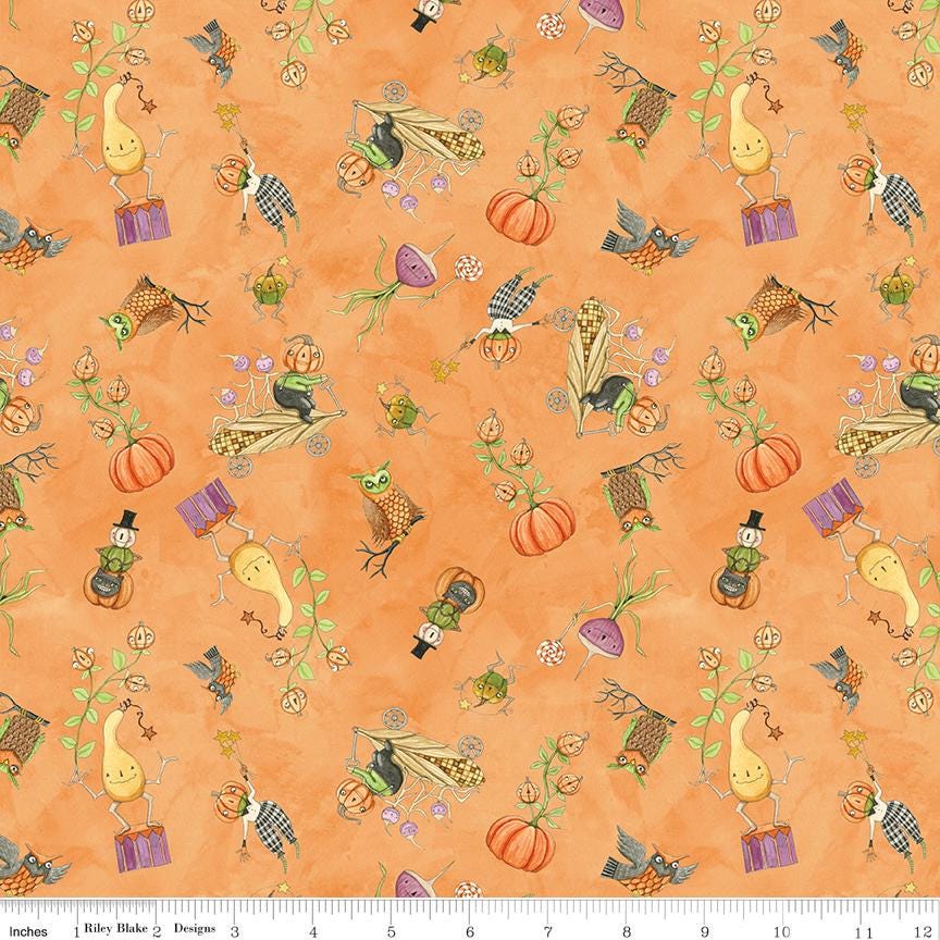 Ghoul Friends 24 Fat Quarter Bundle, Riley Blake FQ-16050-24, 18 x 22 Fabric Cut, Whimsical Witches Halloween Fabric, Teresa Kogut