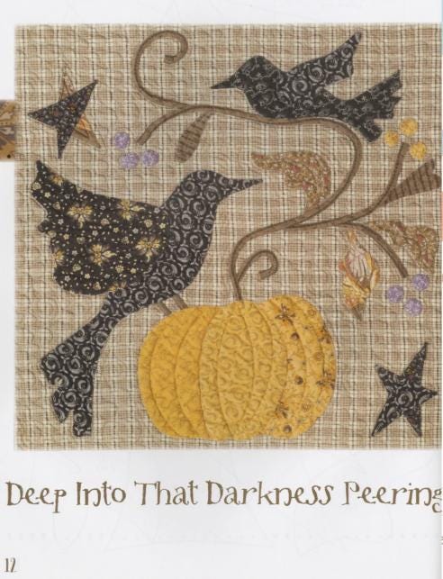 The Raven Quilt Pattern Book, Blackbird Designs BBD266, 9 Applique Quilt Designs Patterns