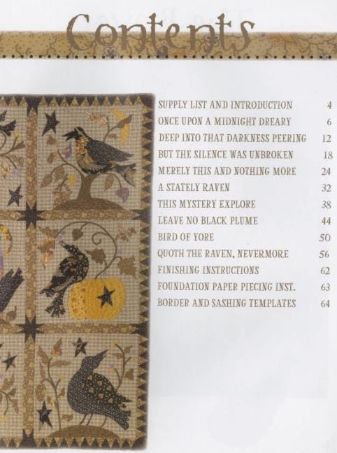 The Raven Quilt Pattern Book, Blackbird Designs BBD266, 9 Applique Quilt Designs Patterns