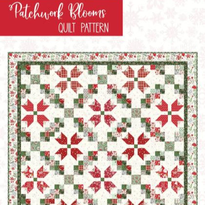 Patchwork Blooms Quilt Pattern, Flamingo Toes FT8528, 24 Fat Quarter FQ Friendly Flowers Square Throw Bed Quilt Pattern, Beverly McCullough