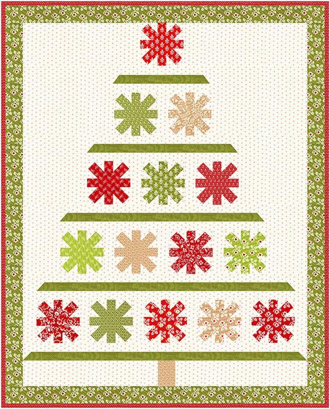 Starry Pines Quilt Pattern, Fig Tree and Co FTQ2022, Charm Pack Friendly Table Topper Wall Hanging Christmas Xmas Tree Quilt Pattern