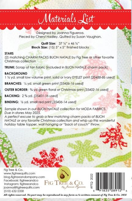 Starry Pines Quilt Pattern, Fig Tree and Co FTQ2022, Charm Pack Friendly Table Topper Wall Hanging Christmas Xmas Tree Quilt Pattern