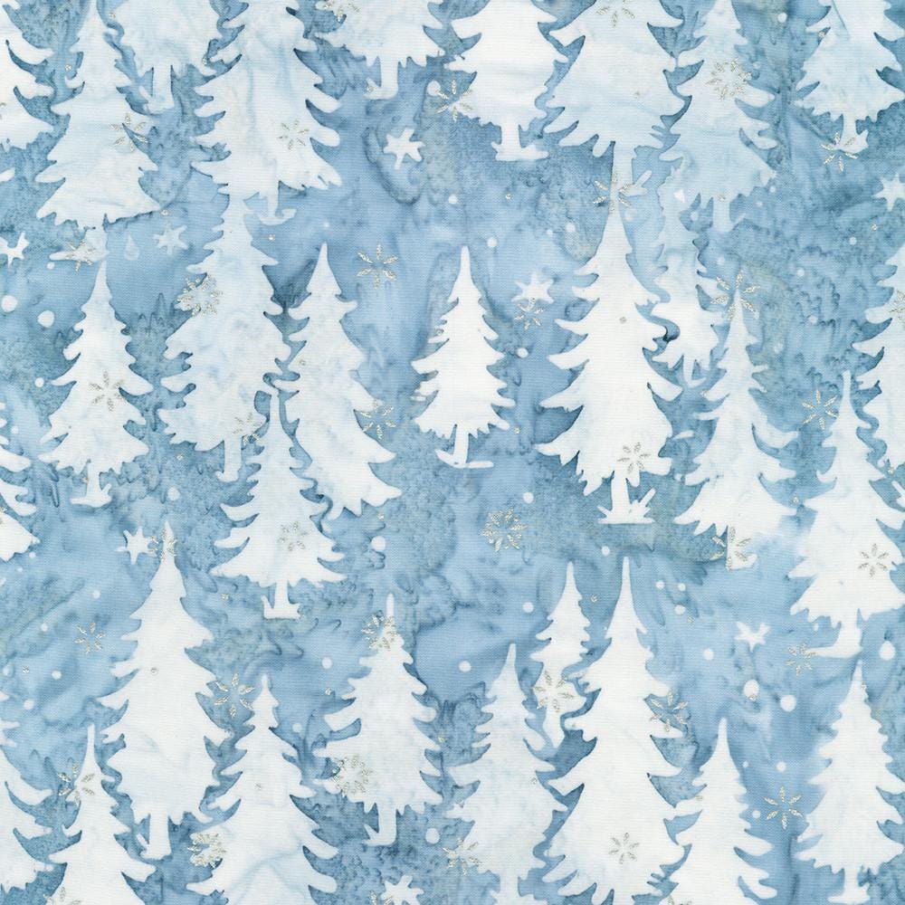 Artisan Batiks Winter Pines Charm Squares, Robert Kaufman CHS-1296-42, Christmas Winter Metallic Batik Fabric Square