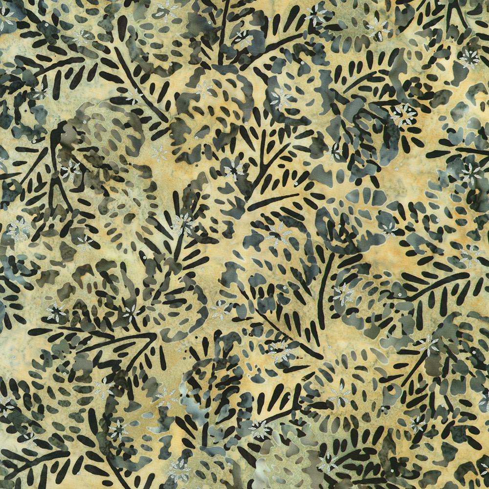 Artisan Batiks Winter Pines Charm Squares, Robert Kaufman CHS-1296-42, Christmas Winter Metallic Batik Fabric Square