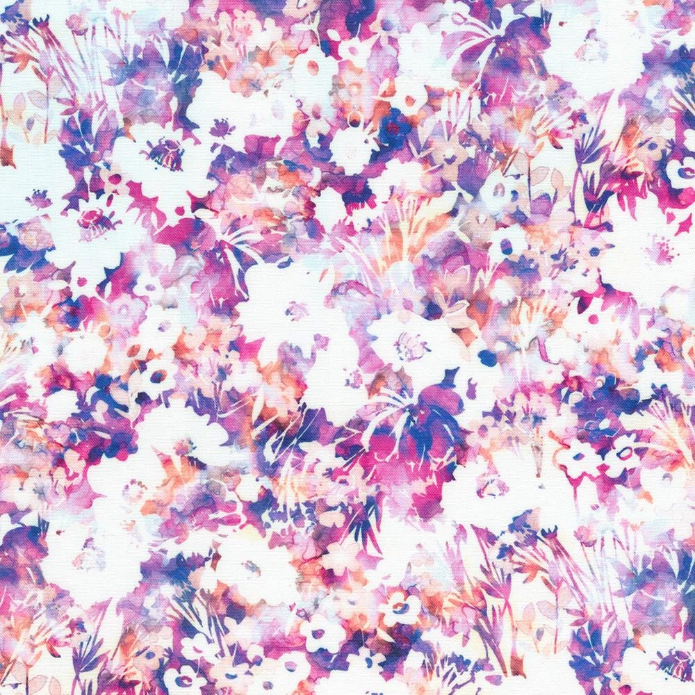 Bella Blossoms Charm Squares, Robert Kaufman CHS-1298-42, 5" Precut Pink Blue Modern Floral Charm Pack Fabric Squares