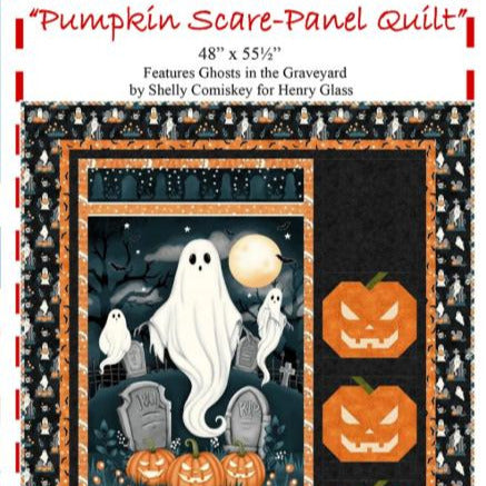 Pumpkin Scare Panel Frame Quilt Pattern, The Fabric Addict FAPSPQ25, Yardage Panel Friendly Jack O Lantern Pumpkins Throw Quilt Pattern