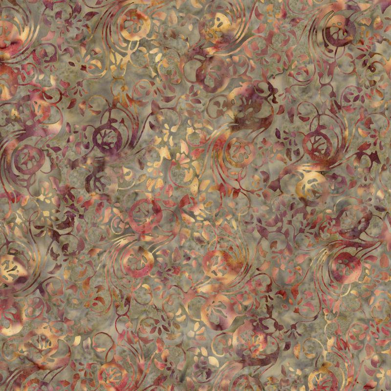 Expressions Batiks - Landscape Floreale 5" Stacker, Riley Blake 5-23216-42, 5" Precut Teal Brown Red Batik Fabric Squares