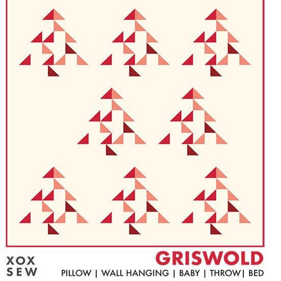 Griswold Quilt Pattern, XOX SEW XO105, Fat Quarter FQ Yardage Friendly Contemporary Christmas Xmas Trees Pillow Throw Baby Bed Quilt Pattern