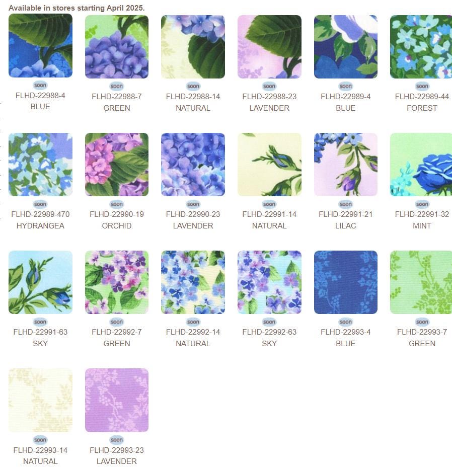 Hydrangea Grace 2.5" Roll Up, Robert Kaufman RU-1323-40, 2.5" Precut Blue Green Purple Floral Fabric Strip Roll, Floral Jelly Roll
