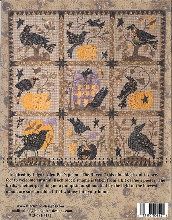The Raven Quilt Pattern Book, Blackbird Designs BBD266, 9 Applique Quilt Designs Patterns
