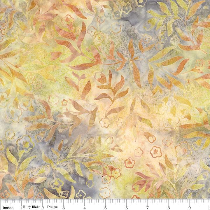 Expressions Batiks - Tradewinds 5" Stacker, Riley Blake 5-23288-42, 5" Precut Tropical Leaves Flowers Batik Fabric Squares