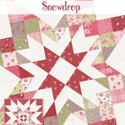 Snowdrop Quilt Pattern, It's Sew Emma ISE299, 5" Charm Square Friendly Star Lap Throw Quilt Pattern, Jocelyn Ueng