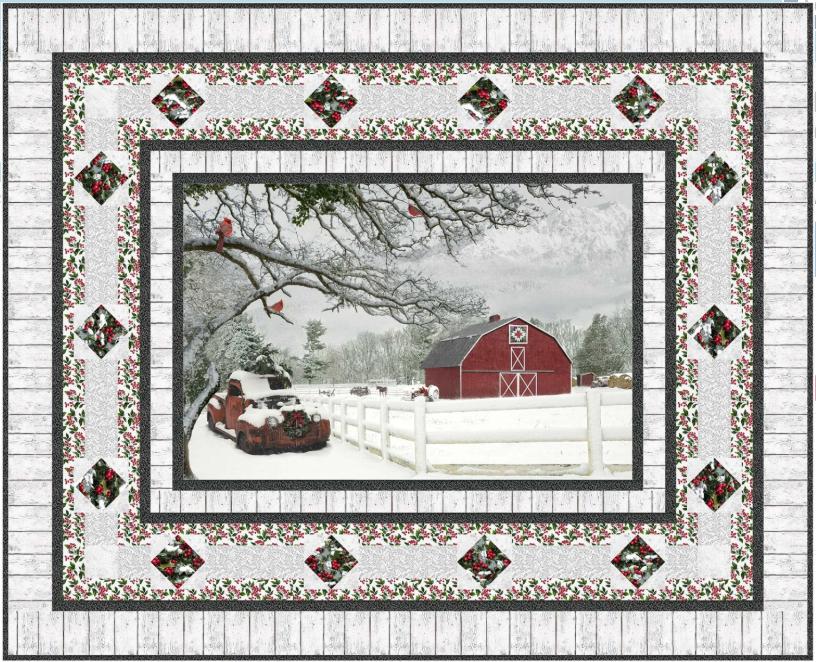 Holiday Focus 28" Panel Frame Quilt Pattern, Tourmaline and Thyme TTQ-500, Panel Friendly Easy Lap Throw Quilt Pattern
