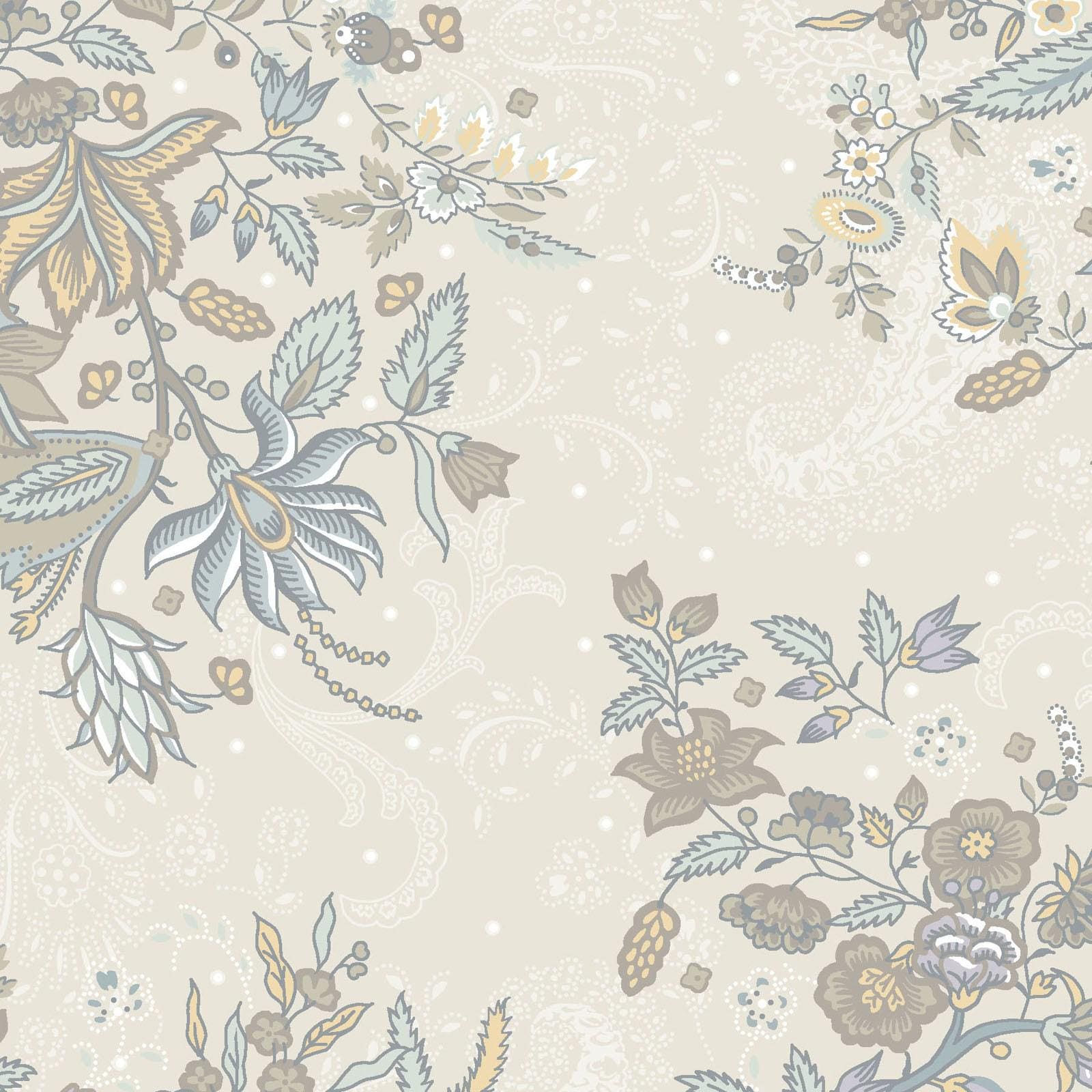 Daybreak 5" Charm Pack, Maywood Studio CP-MASDAYB, 5" Precut Soft Pastels Blue Taupe Cream Paisley Floral Charm Pack Fabric Squares