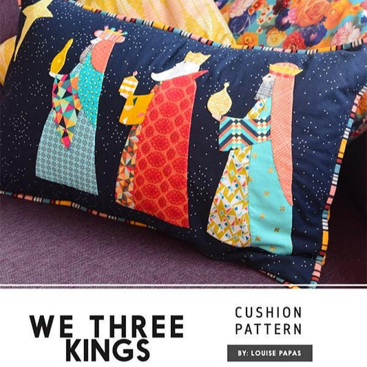 We Three Kings Pillow Quilt Pattern, Jen Kingwell Designs JKD8441, Scrap Yardage Friendly Christmas Xmas Applique Pillow Cover Pattern