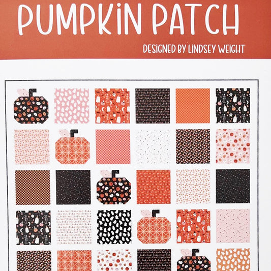 Pumpkin Patch Quilt and Topper Pattern, Primrose Cottage Quilts PCQ041, Precuts Friendly Autumn Fall Throw and Table Quilt Pattern